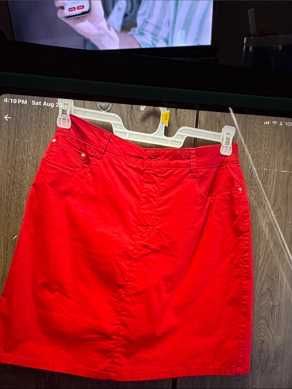 croft & barrow Red Midi Skirt with Front Seam